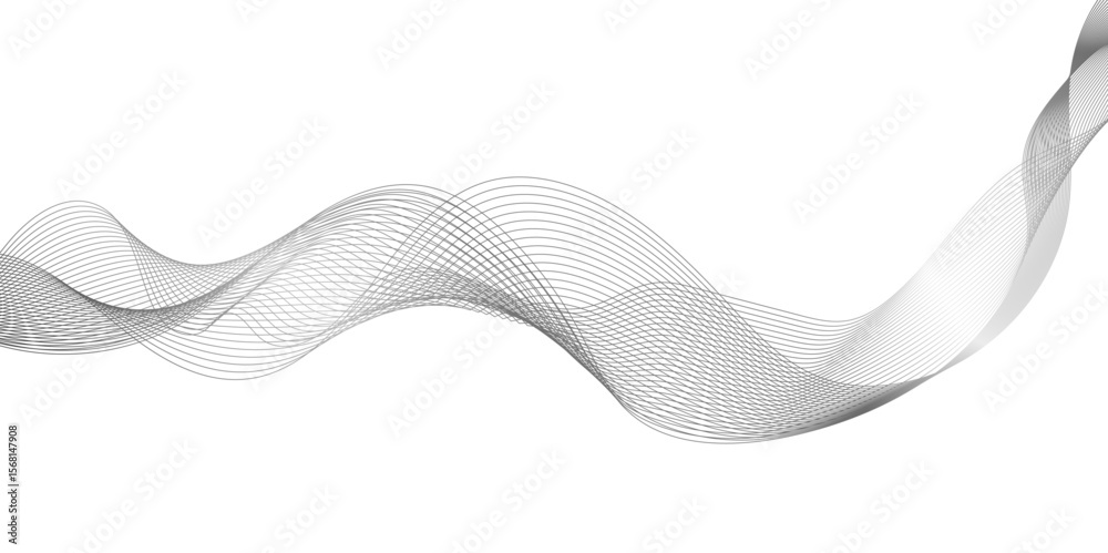 Poster abstract wavy line black stream element for design, illustration of overlapping curved gray line for