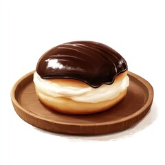 A digital illustration of a chocolate-glazed donut