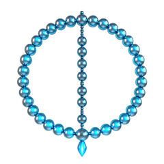 Teal beads circular pattern on dark background