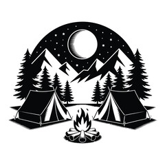 Camping under a starry night sky