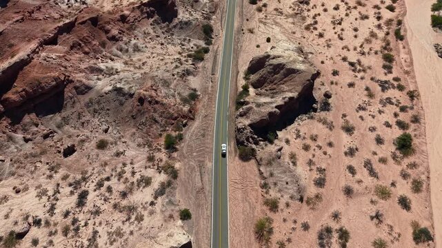Aerial view of Route 40 in "Quebrada de la Conchas", Salta, Argentina.
