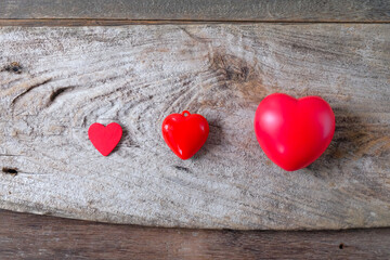 I Love You Concept Banner. Letters on wood with Red heart .