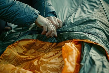 High Definition Image of Preparing Tent for Sleeping