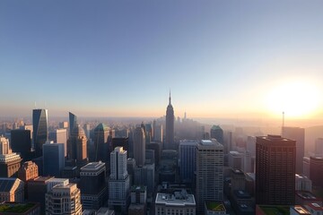 Fototapeta premium Sunrise over modern city skyline 