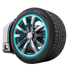 Obraz premium Teal rimmed wheel design technology transportation product