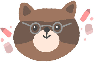 귀여운 너구리 감정 표현 일러스트