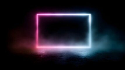 Glowing neon frame in the dark