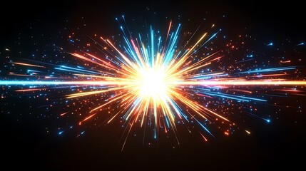 Obraz premium Vibrant explosion radiating outward in a dark background.