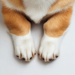 Adorable Corgi Paws Close-Up: Cute Playful Pup and Fluffy Fur in Natural Light Animal Photography