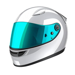 White motorcycle helmet with teal visor