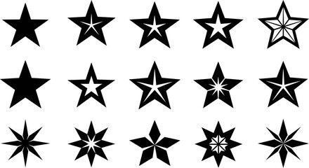 Fototapeta premium Star shapes vector collection various star designs black and white star illustrations graphic star icons set