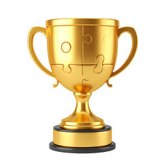 Fototapeta premium Golden Puzzle Trophy Icon with Rounded Shape Top and Smooth Base on Transparent Background