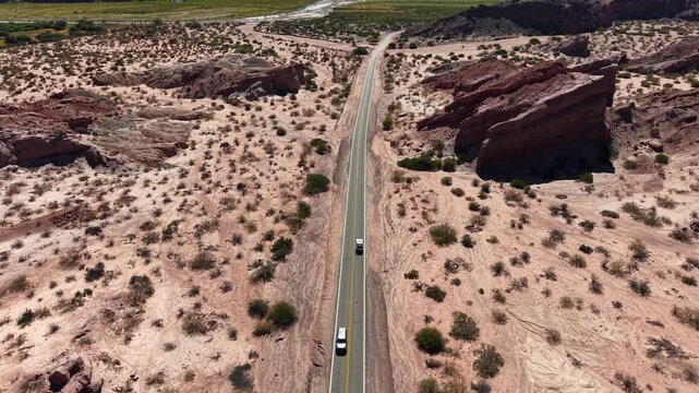 Aerial view of Route 40 in "Quebrada de la Conchas", Salta, Argentina.