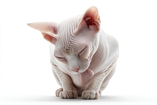 Close-up portrait of a sphinx cat.