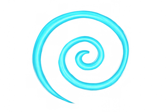 Glowing light trail forming a spiral shape against a transparent background, ideal for digital art and graphic design projects