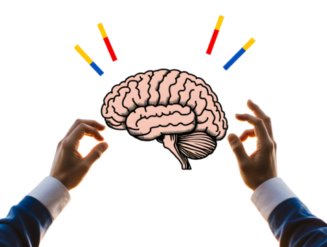 Brain Power Unveiled: A captivating illustration of the human mind at work, with hands seemingly cradling the essence of intellect, sparking innovation, knowledge, and brilliance. - Powered by Adobe