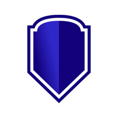 Logo Emblem. Vector illustration of a classic blue shield icon, a glossy symbol of protection and security.