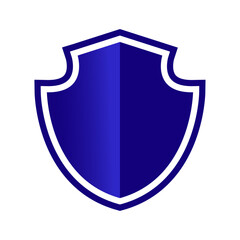 Logo Emblem. Vector illustration of a classic blue shield icon, a glossy symbol of protection and security.