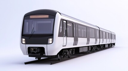 Naklejka premium Electric multiple unit (EMU) front car, smooth curves, pure white backdrop, professional studio shot