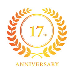 Seventeenth anniversary laurel wreath celebration isolated on white background