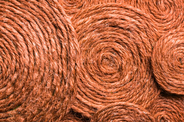 Texture of red fiber background. Textile material for interior design, decor. Texture close-up, background, wallpaper