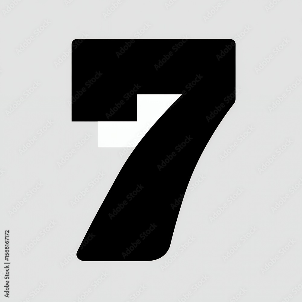 Fototapete number seven black bold digit numeric typography design element