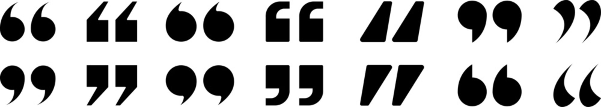 Quote mark icon set, Quotation set, customizable stroke, vector, illustration