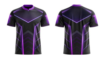 Cyberpunk Esports Jersey Mockup Front and Back Views, High-Resolution Design Template for Sublimation Printing