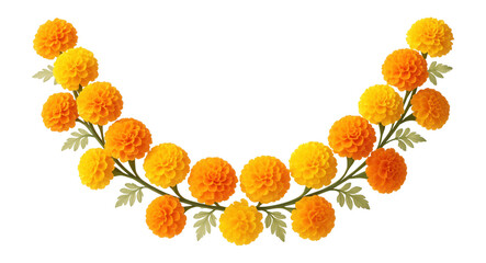Artificial marigold garland for a festive outdoor event.