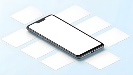 Sleek Smartphone Mockup  Modern Phone Design with Blank Cards for App Presentation and UI/UX Showcase