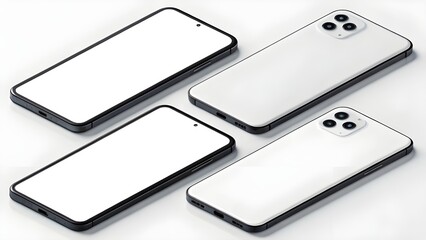Realistic Smartphone Mockup Four Clean Phone Designs for App Presentation and UI/UX Showcase