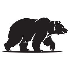 A bear silhouette walking, isolated on a white background.