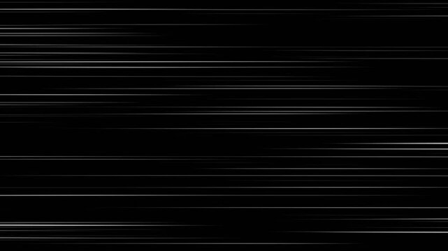 Right to Left speed lines moving with alpha channel. comic anime action speedline stock video. Animation of Comic speed lines background texture pattern effect in cartoon concept. 4k