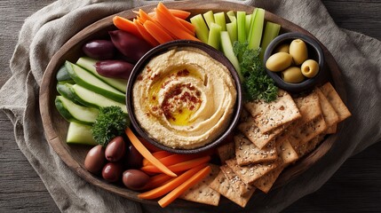 Hummus Dip With Crudit?s And Crackers