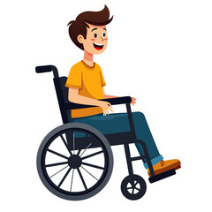 Cheerful Young Man Smiling While Seated in a Wheelchair.