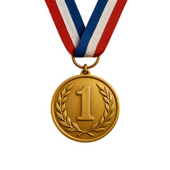 First place golden medal for sports and competition victory isolated on transparent background