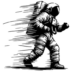 Silhouette of an astronaut walking