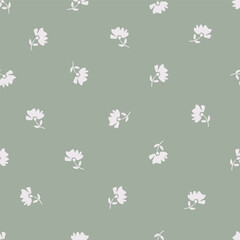 seamless floral pattern. Idea for fabric, tablecloth pattern, wrapping paper, gift paper. Print Ditsy. Motives are scattered randomly. white flower pattern background. cute little flower © elyu