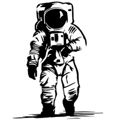 Silhouette of an astronaut walking