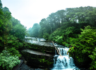 Long exposure Four Waterfalls walk, Waterfall Country, Brecon Beacons South Wales, United Kingdom