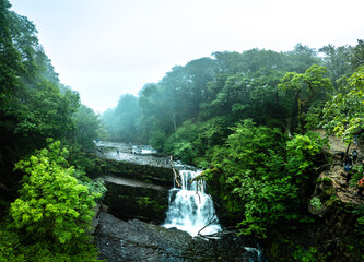 Long exposure Four Waterfalls walk, Waterfall Country, Brecon Beacons South Wales, United Kingdom