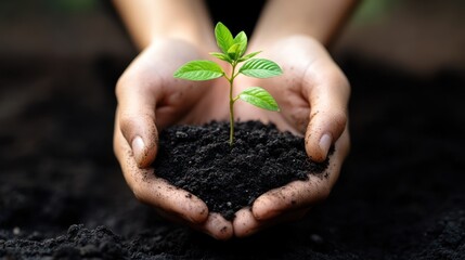 Hands cradling a nascent plant symbolizing hope and new beginnings