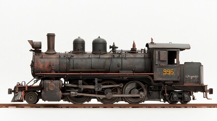 Obraz premium Old diesel switcher, weathered details, strong side light, white background, rustic, detailed