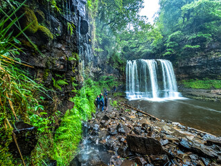 Long exposure Four Waterfalls walk, Waterfall Country, Brecon Beacons South Wales, United Kingdom