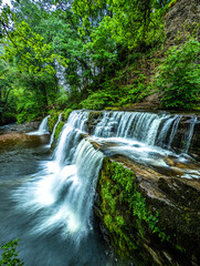 Long exposure Four Waterfalls walk, Waterfall Country, Brecon Beacons South Wales, United Kingdom