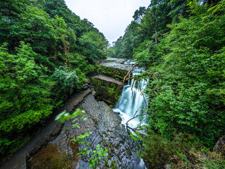Long exposure Four Waterfalls walk, Waterfall Country, Brecon Beacons South Wales, United Kingdom