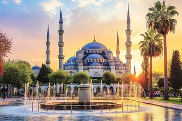 Naklejka premium mosque in night