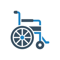 Wheelchair icon with blue and dark blue colors mobility assistance