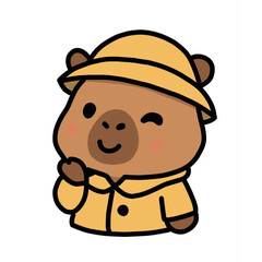 Cute capybara wearing rain coat