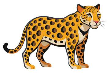 Cartoon Leopard with Spots and a Calm Expression Standing Posing for a Picture